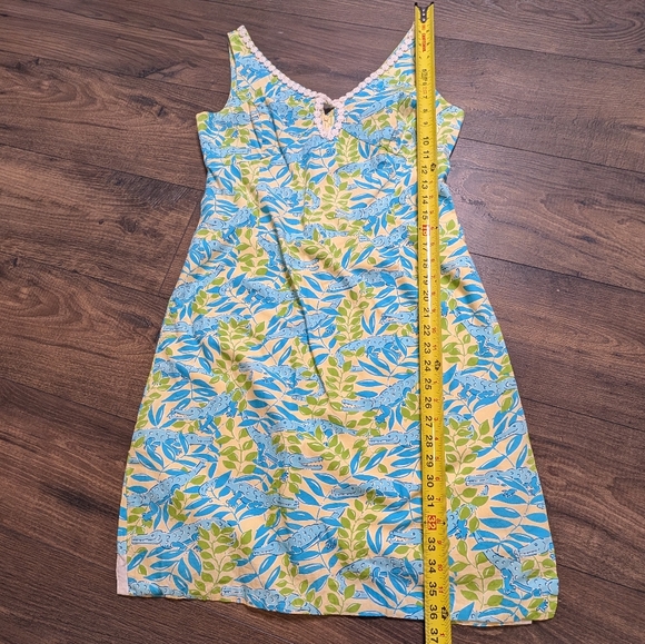 Lilly Pulitzer Blue Green Mimosa Everglades Alligator Mini Dress Size 8 Like New - Picture 2 of 6